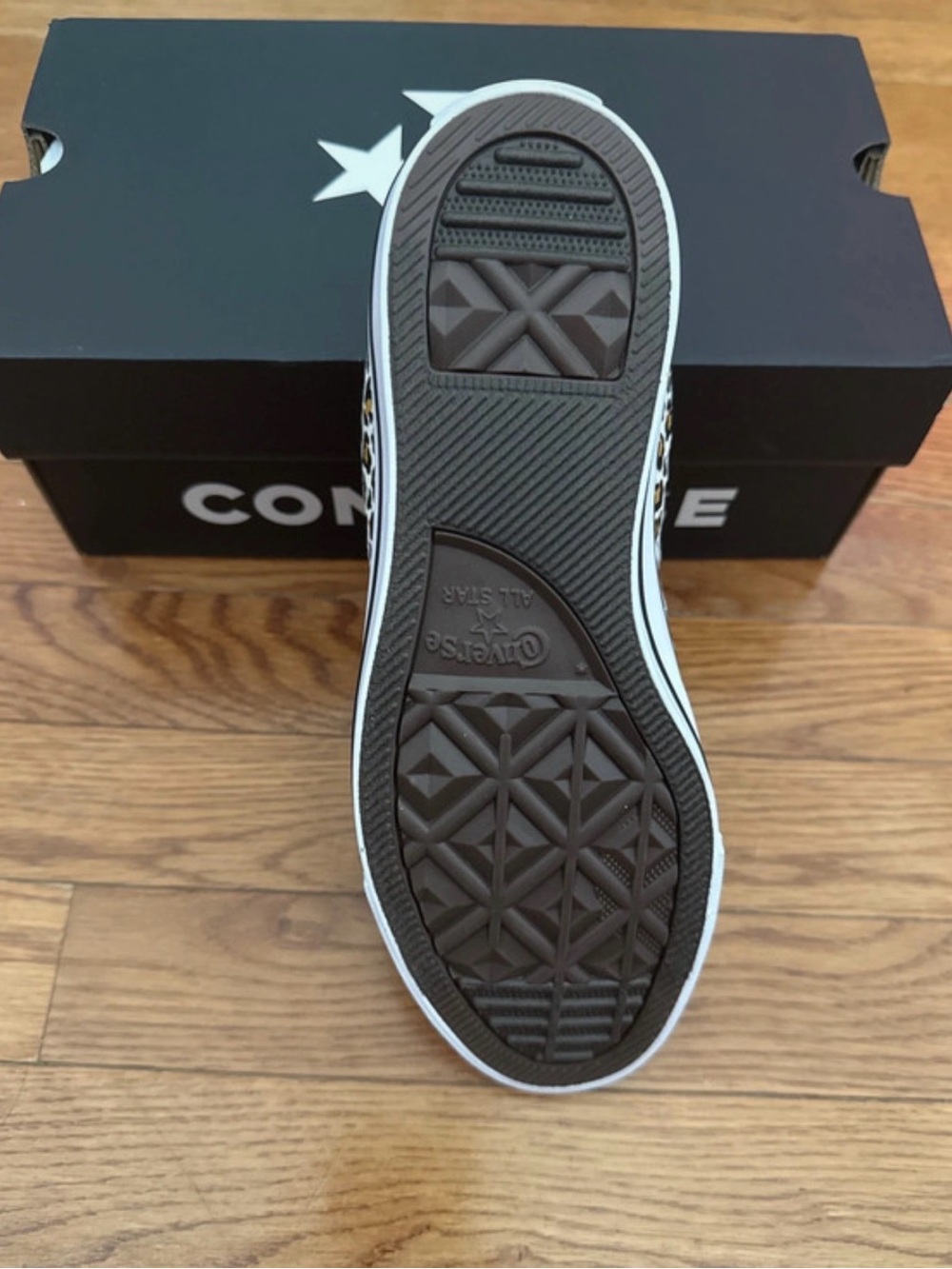 Converse Women’s Low Top Sneaker - Leopard Print with White Accents - Picture 3 of 4